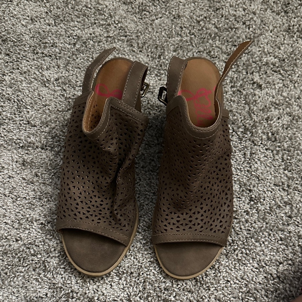 Jellypop Brown Perforated Open-Toe Mules